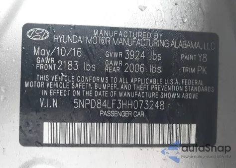 2017 Hyundai Elantra Se from USA, damaged, VIN 5NPD84LF3HH073248